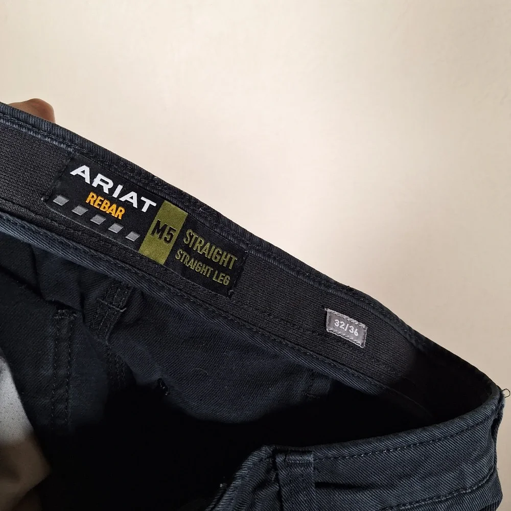 Ariat M5 Rebar Straight Leg Black Pants Carpenter Workwear Mens 32x36